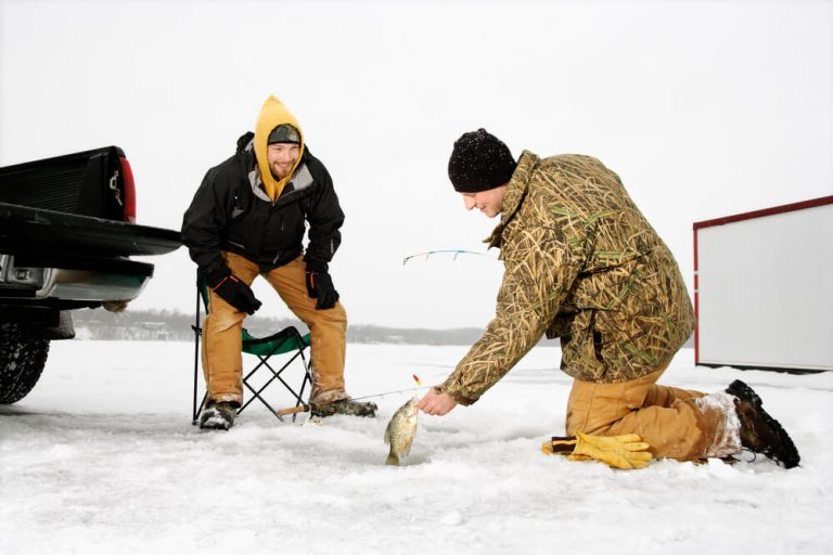 Ice Fishing Kneeling
